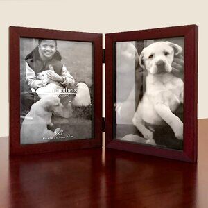 EUC Aaron Brothers Signature Wood Double 5 x 7 Frame - Coffee Bean